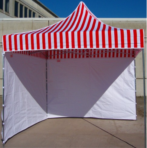 Express-Profi Pavillon - Faltzelt 3,0 x 3,0m Rot-Weiss gestreift mit 2 Seitenwnden 3,0x2,0m in Weiss  , Planen High-Tech Polyester 230g/qm , Gestell STAHL galv.verzinkt , Gewicht 43kg !