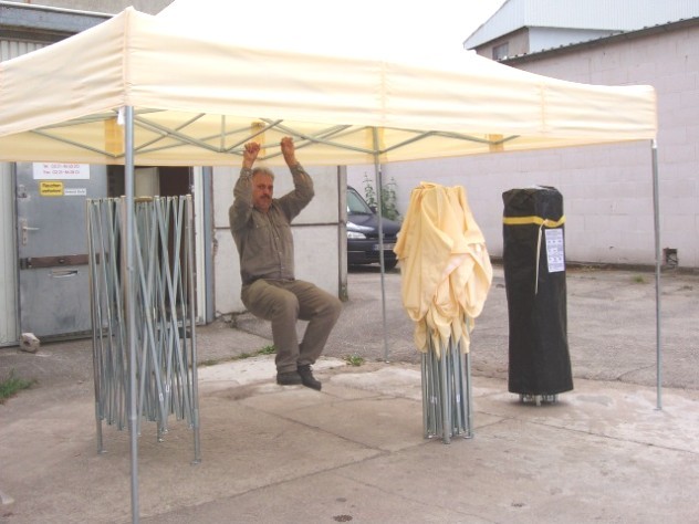 Express-Profi Pavillon - Faltzelt - Alle Streben sind stark belastbar ! , Abgebildet Grösse 2,70 x 4,0 m , Gewicht 51kg , Farbe Natur ( Beige )